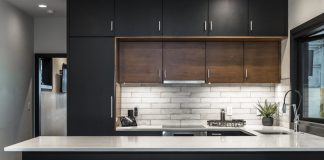 College Visit Leads to New Business Plan, Affordable Home Builder slate homes barstools kitchen modern