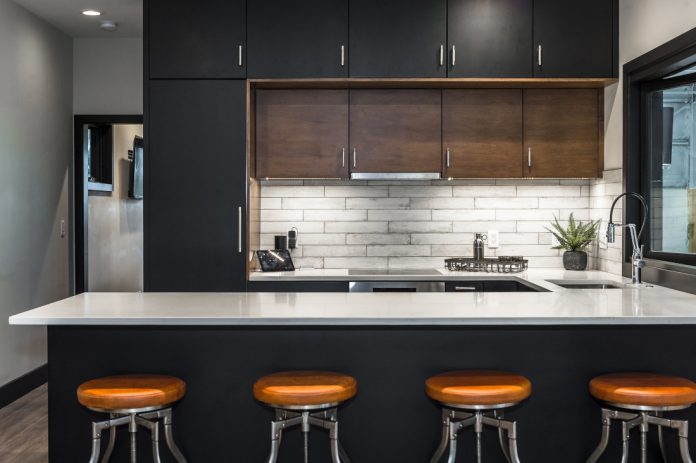 slate homes barstools kitchen modern