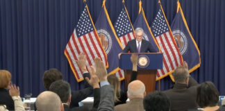 Fed Opts to Pause jerome powel press confernce reporters ask questions the fed interest rates pause dec 13 2023