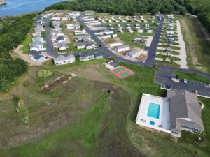 aerial view manufactured home community the bluffs manistee michigan