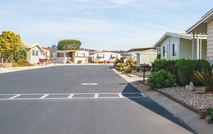 manufactured housing community street asphalt parking lots