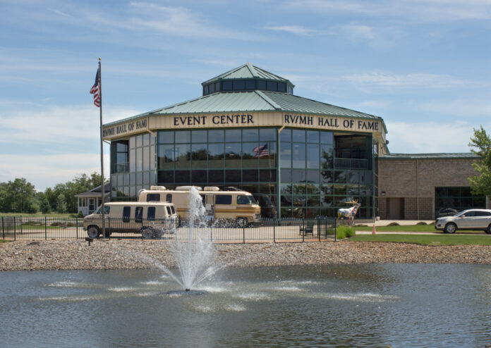 event center behind pond rvmh hall of fame elkhart