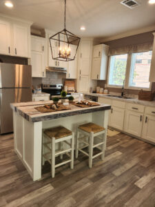 kitchen and dining space interior of new manufactured home