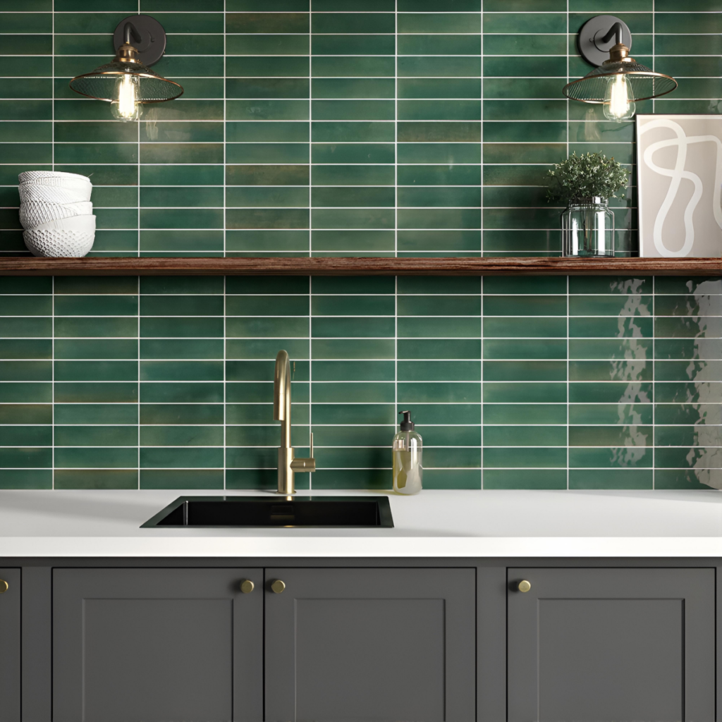 great green kitchen wall tile texture lighting design elements 2026 BCI