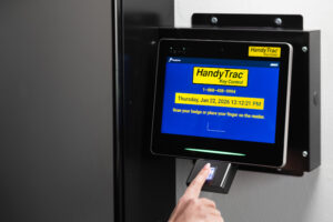 fingerprint scanner kiosk on wall manufactured housing communities key access management security handytrac mhinsider mh professionals land-lease communities, mhinsider