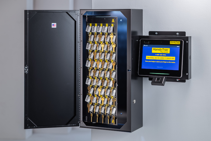 full panel keys kiosk on wall manufactured housing communities key access management security handytrac mhinsider mh professionals land-lease communities, mhinsider